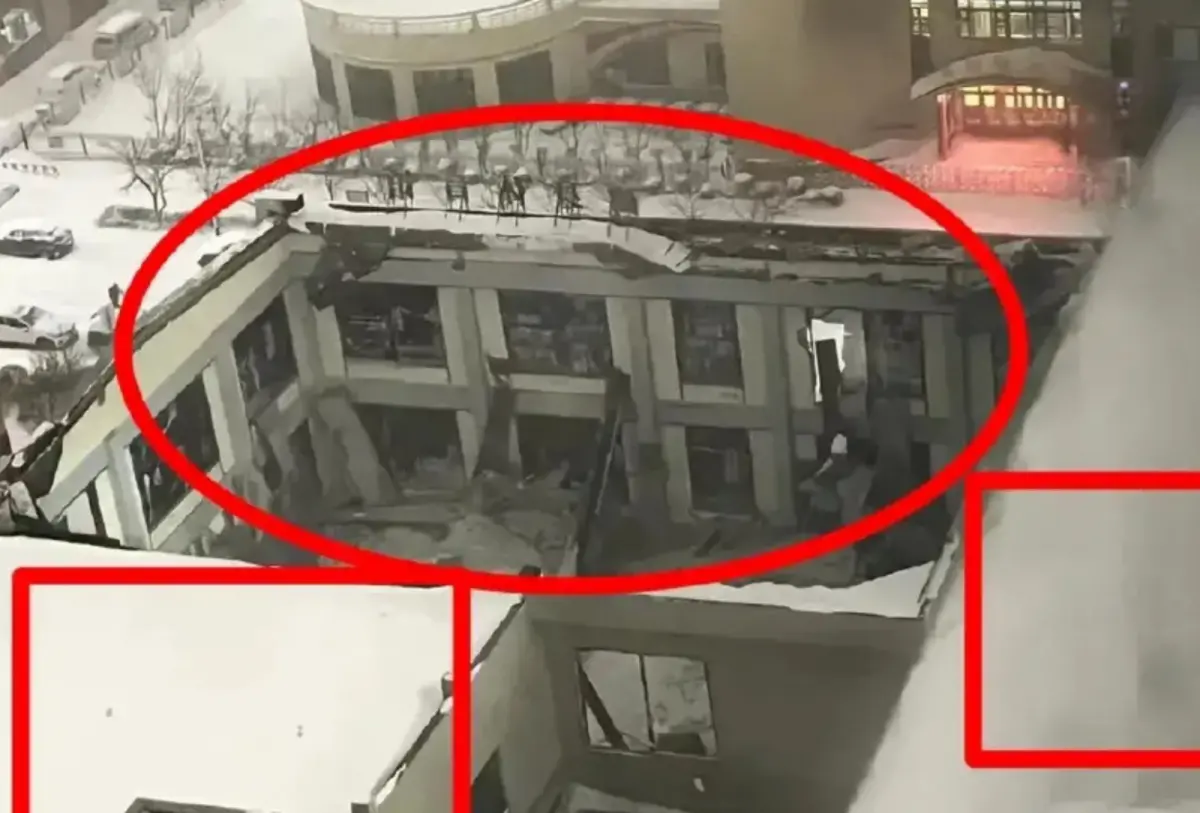 ▲黑龍江省樺南縣悅城健身體育館6日晚間發生崩塌，已造成3死1傷。（圖／翻攝自微博）