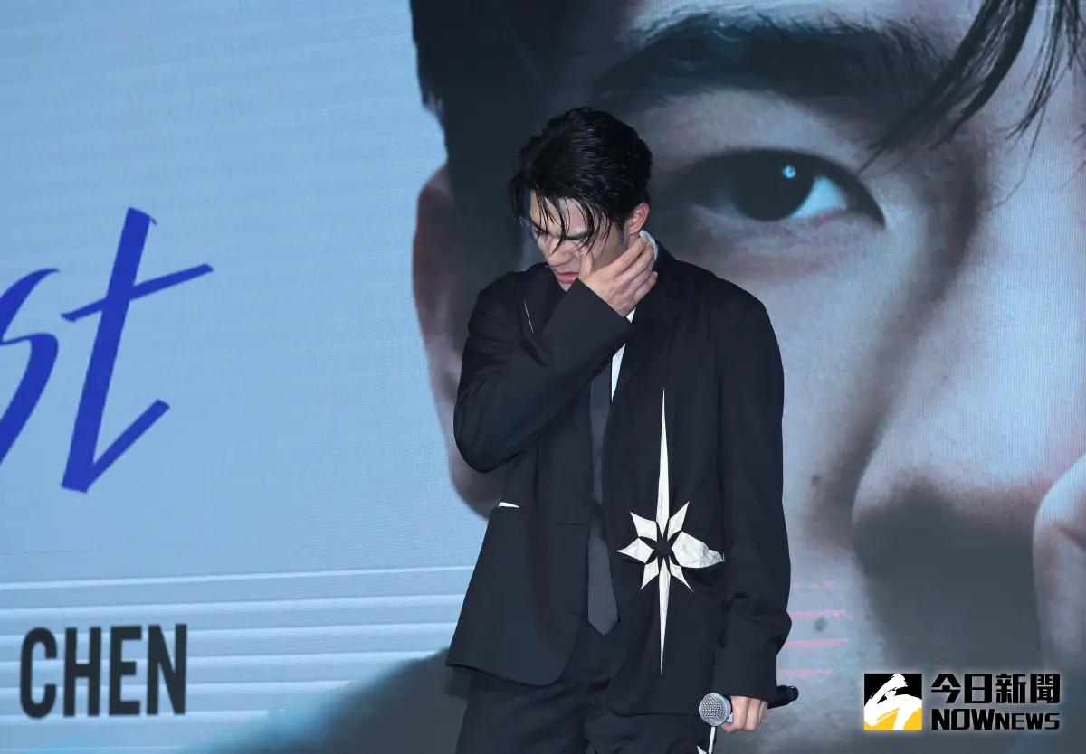 ▲陳昊森在記者會上突然痛哭，透露近期的心情，也澄清現在是單身。（圖／記者陳明中攝）