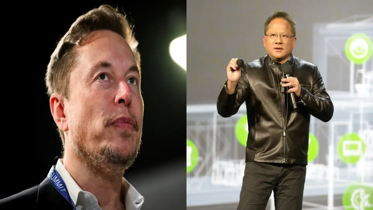 ▲輝達執行長黃仁勳及特斯拉執行長馬斯克。資料照合成。（圖／美聯社／達志影像）