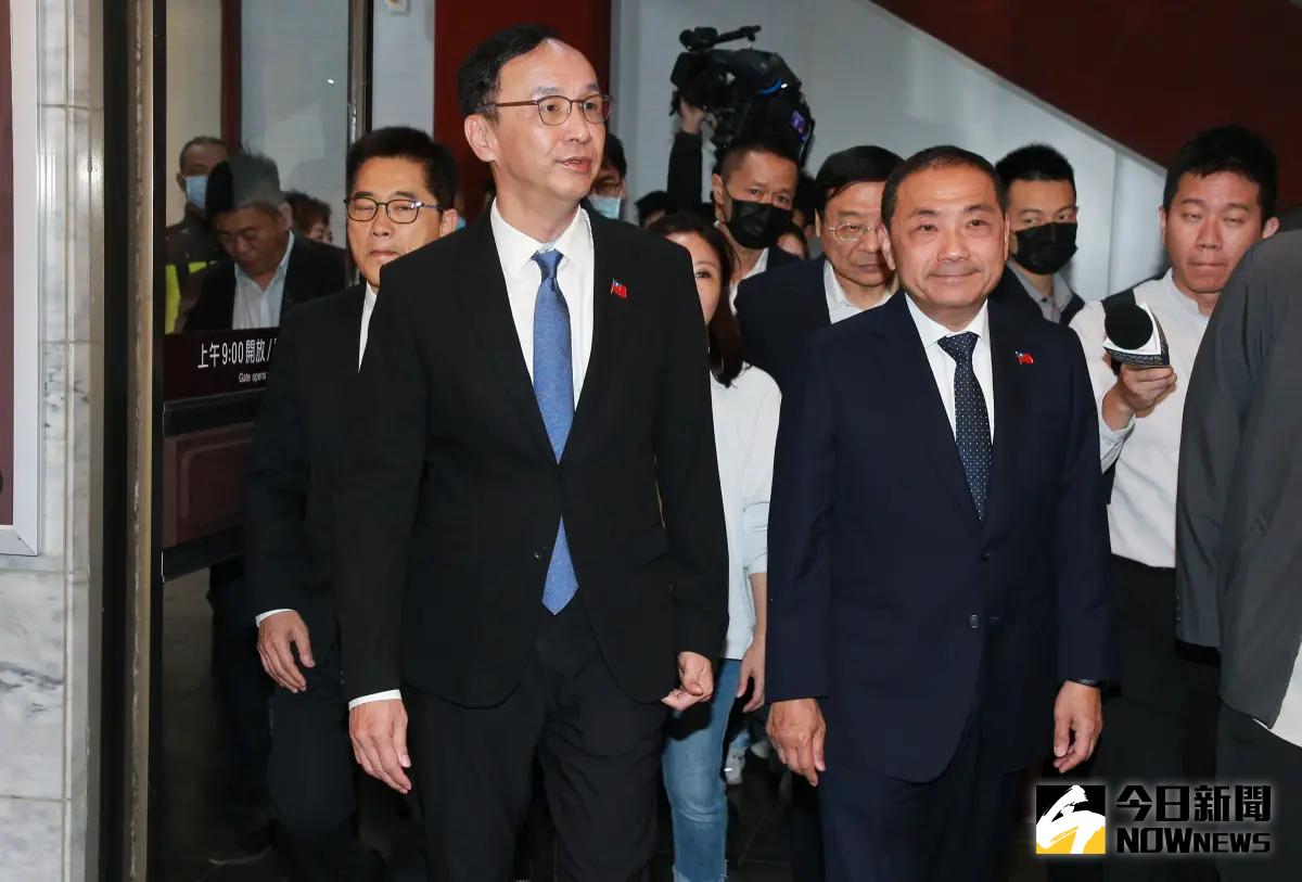 ▲國民黨黨主席朱立倫（左）表示，不分區立委名單有太多遺珠之憾，持續努力當中。（圖／記者葉政勳攝 , 2023.11.12）