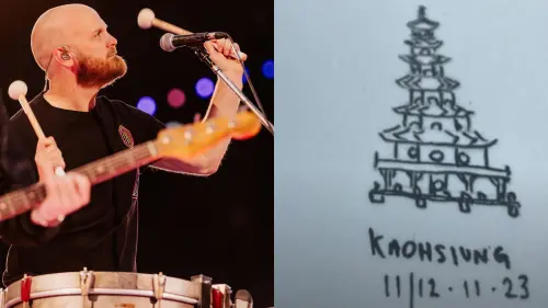 Coldplay鼓手「手畫蓮池潭龍虎塔」 威爾感謝高雄:莫大的榮幸!