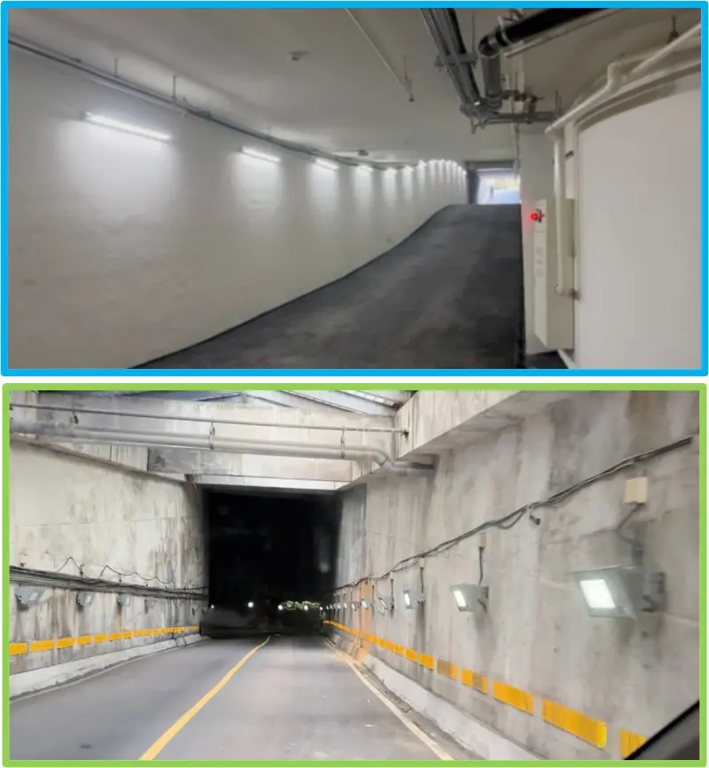 ▲大巨蛋停車場(上)無反光標示。(圖/陳怡君辦公室提供)