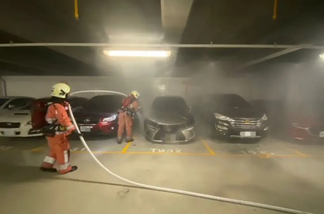 ▲竹科聯發科地下停車場火警。（圖／翻攝畫面）