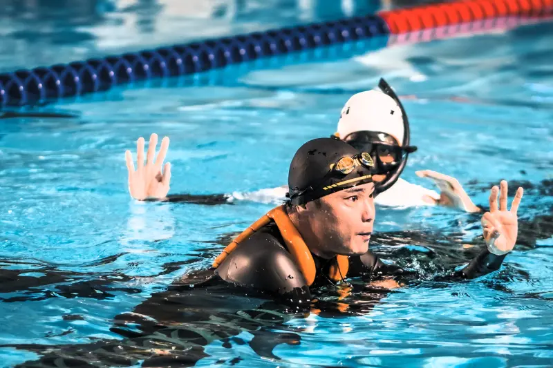 ▲「環太平洋自由潛水泳池賽」（2023 AIDA Pacific Rim Cup）於台中市北區運動中心舉行。官方提供