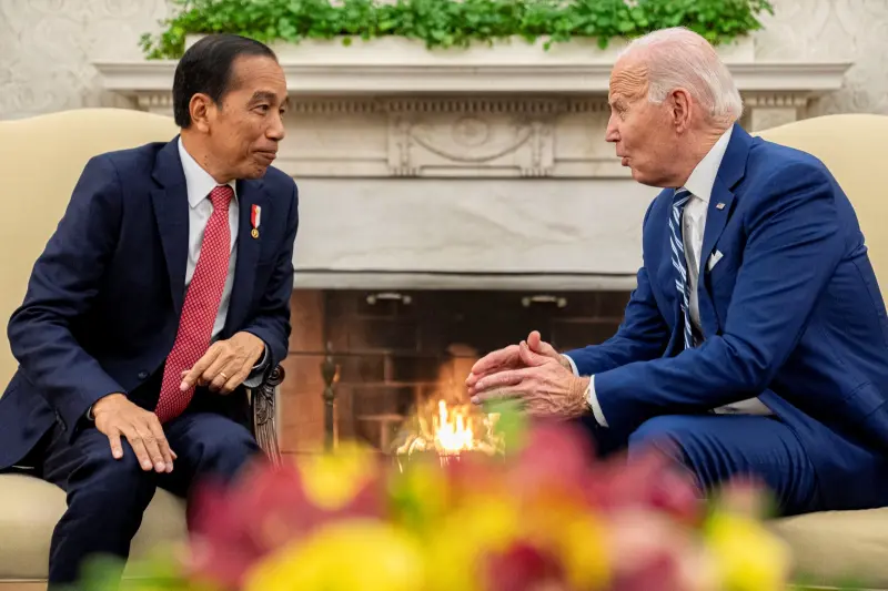 ▲印尼總統佐科威（Joko Widodo）13日訪問白宮，敦促美國總統拜登拿出更多作為來終結在加薩（Gaza）上演的「暴行」，並協助實現停火。（圖／美聯社／達志影像）
