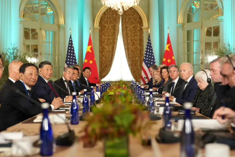 ▲美國總統拜登與中國國家主席在美西時間15日上午11時左右展開會談。（圖／美聯社／達志影像）
