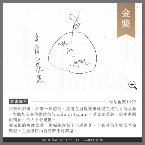 ▲金獎使用回收紙張背面臨摹,以極簡的線條勾勒出蘋果的形狀。(圖/翻攝自全聯粉專) ▲金獎使用回收紙張背面臨摹,以極簡的線條勾勒出蘋果的形狀。(圖/翻攝自全聯粉專)