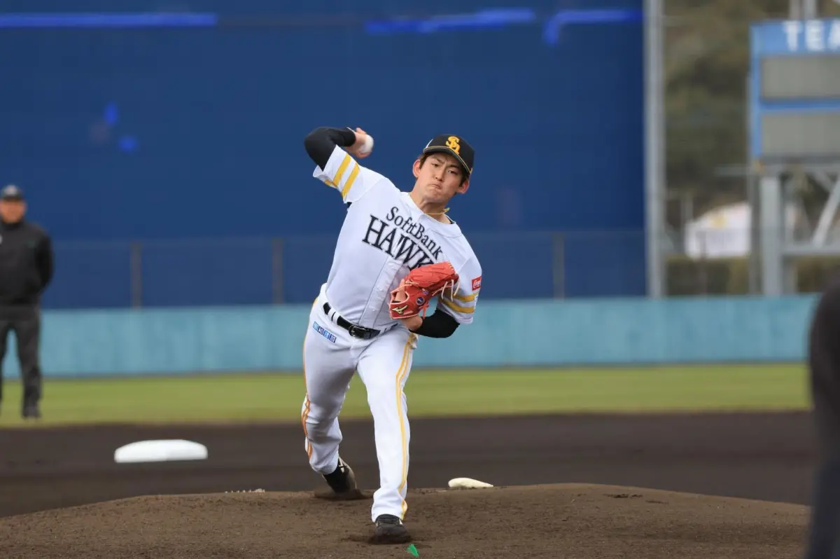 ▲日職紅隊軟銀投手風間球打。（日本職棒NPB提供）