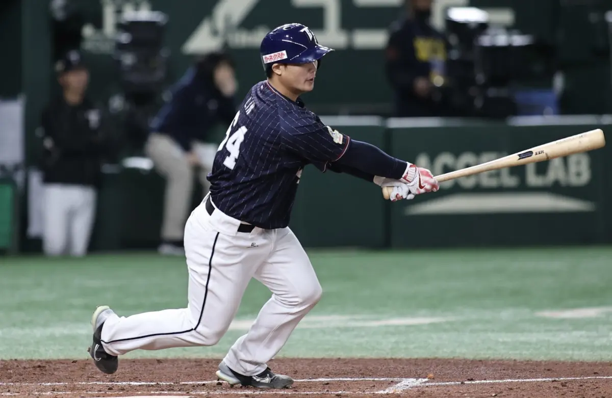 ▲2023亞冠賽中華隊對戰澳洲，林靖凱在延長賽10局轟出滿貫全壘打。（圖／記者葉政勳攝）