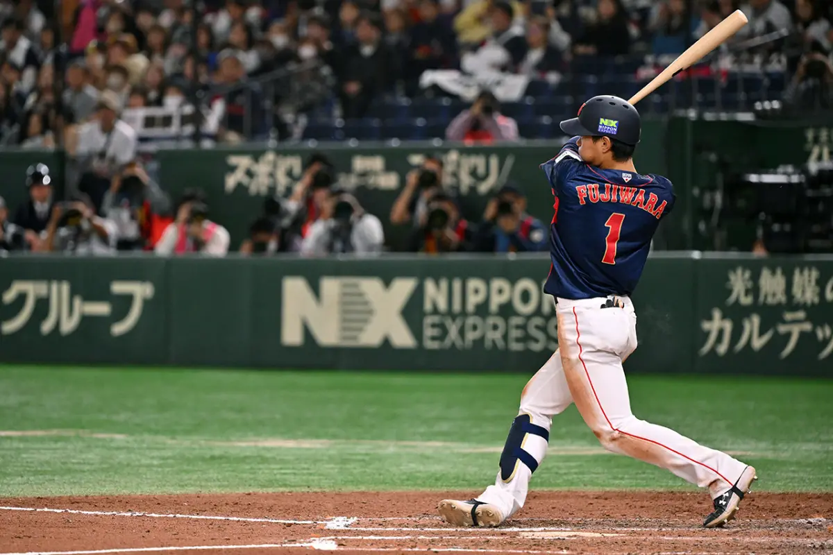 ▲7局日本火力全開，靠著藤原恭大與石橋康太在滿壘時連續敲安打下3分，上圖為藤原恭大。（圖／取自日本武士隊官方X）