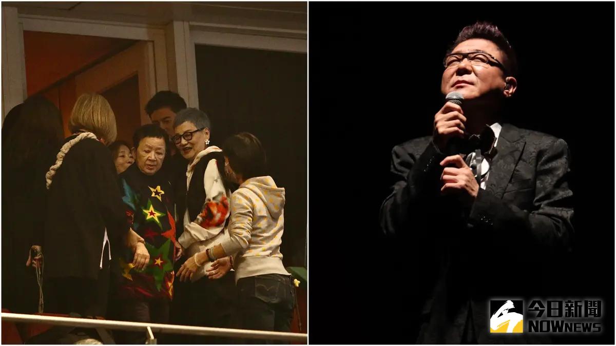 ▲張小燕（左圖前排右二）、姚黛瑋（左圖後排中）、吳奇隆（左圖後排右一）等人都現身姜育恆的演唱會，其中吳奇隆還是演唱會嘉賓。（圖／記者陳明中攝）