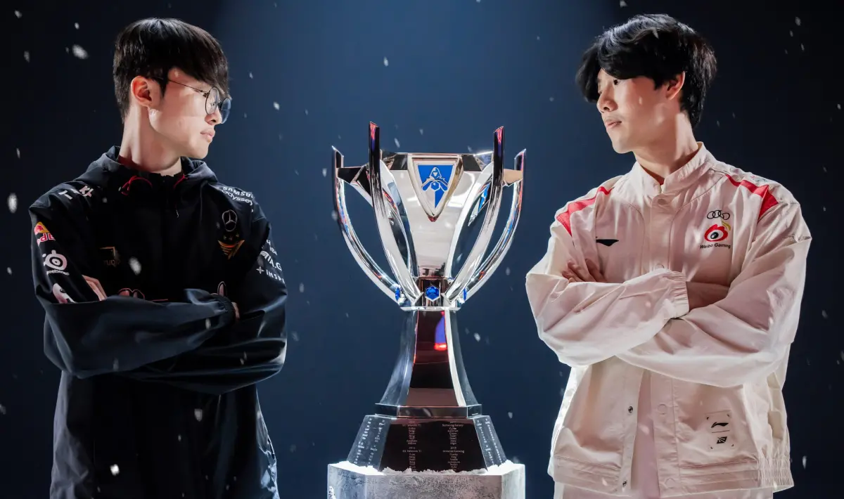 ▲T1 以3:0橫掃 WBG 拿下S13《LOL英雄聯盟》世界賽冠軍，整個世界賽淘汰了4隻 LPL 代表隊伍，Faker 斬獲個人世界賽第4冠。（圖／PCS YT）