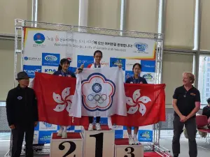 ▲2023韓國光州競技疊杯亞錦賽獲得13-14歲女子組3項金牌的選手莎瑪巴紹。（圖 ／中華競技疊杯運動推廣協會提供）