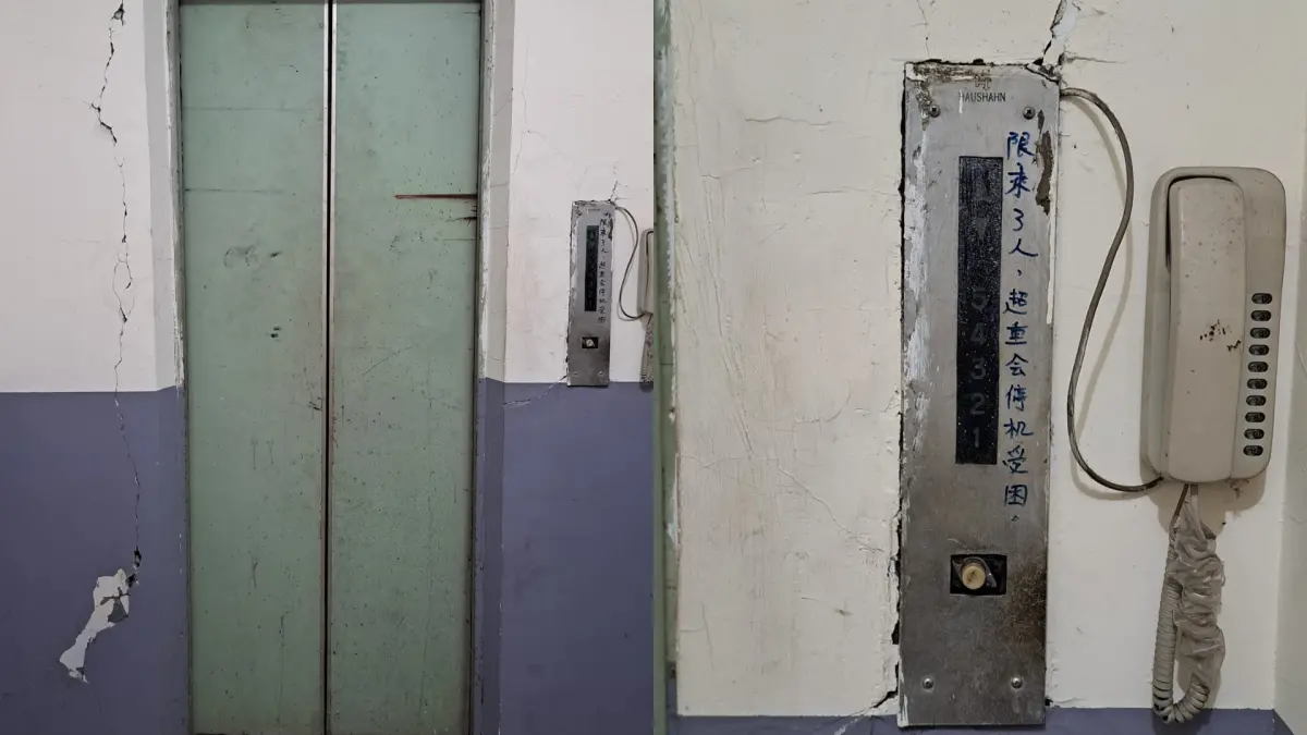 ▲有位外送員，親眼目睹送餐目的地大樓的老電梯「限乘3人」，按鈕上更看到恐怖公告，讓他嚇得直接選擇走樓梯。（圖／取自臉書社團《外送員的奇聞怪事》）