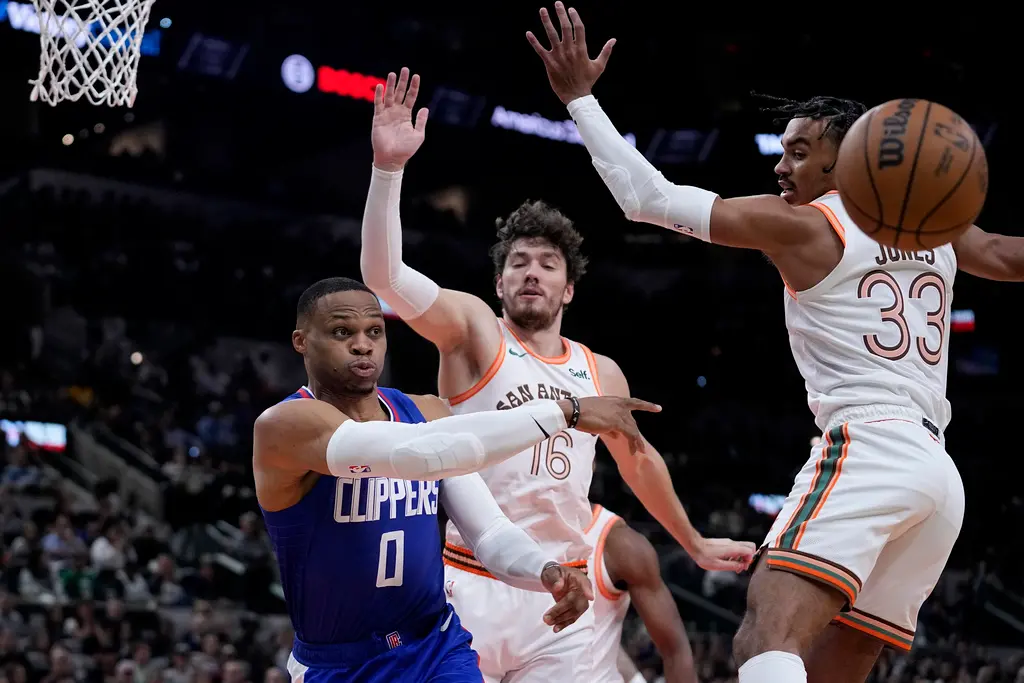 ▲Russell Westbrook改打替補後，成功帶領第二陣容打出成績，今天快艇板凳攻下57分。（圖／美聯社／達志影像）