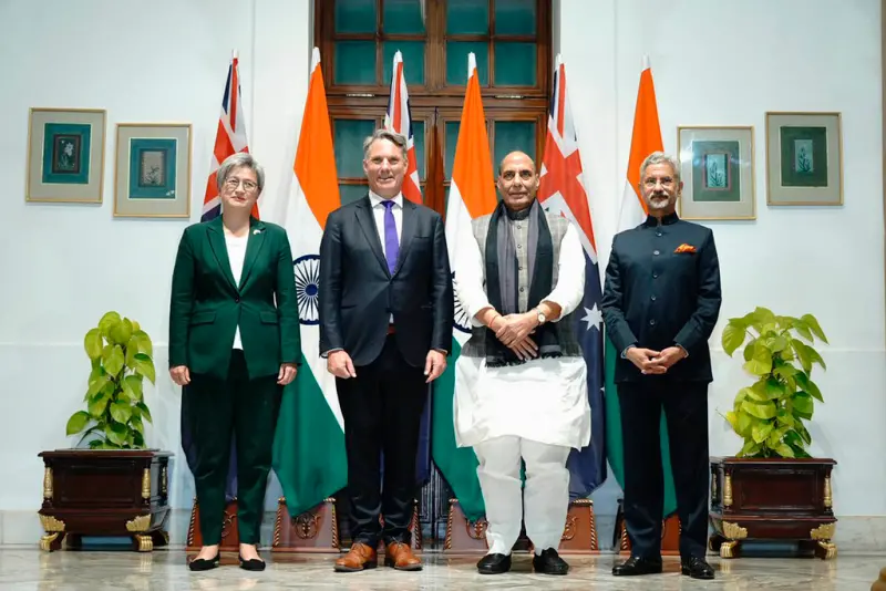 ▲印度與澳洲昨天舉行2加2部長級對話，今天深夜發布聯合聲明，重申區域和平與穩定的重要性。（圖／美聯社／達志影像）