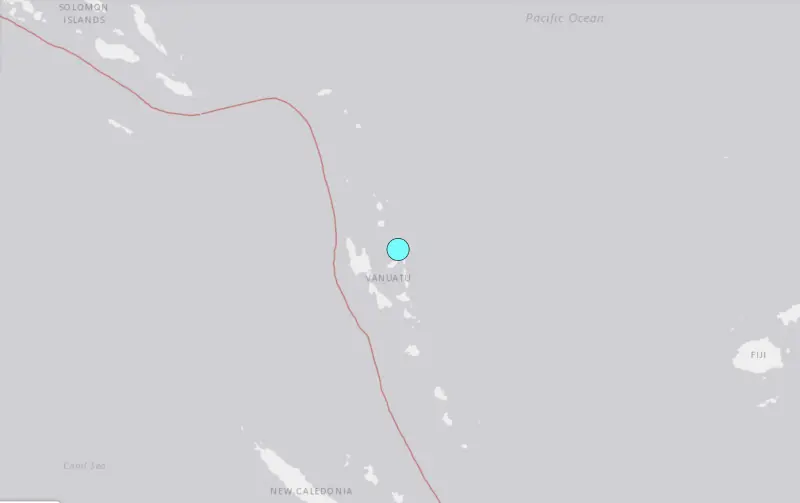 ▲萬那杜發生規模6.7強震。（圖／翻攝自USGS）