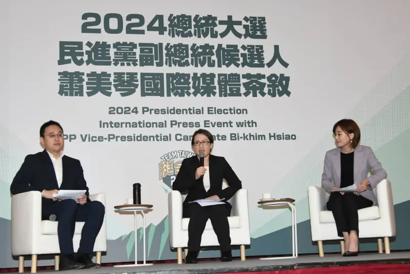 ▲蕭美琴今出席媒體茶敘，並接受媒體訪問。（圖／記者林調遜攝，2023.11.23）