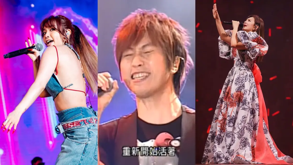 ▲陳芳語（左圖起）、阿信、梁靜茹都曾在表演時破音。（圖／翻攝自陳芳語IG、YouTube、梁靜茹微博）