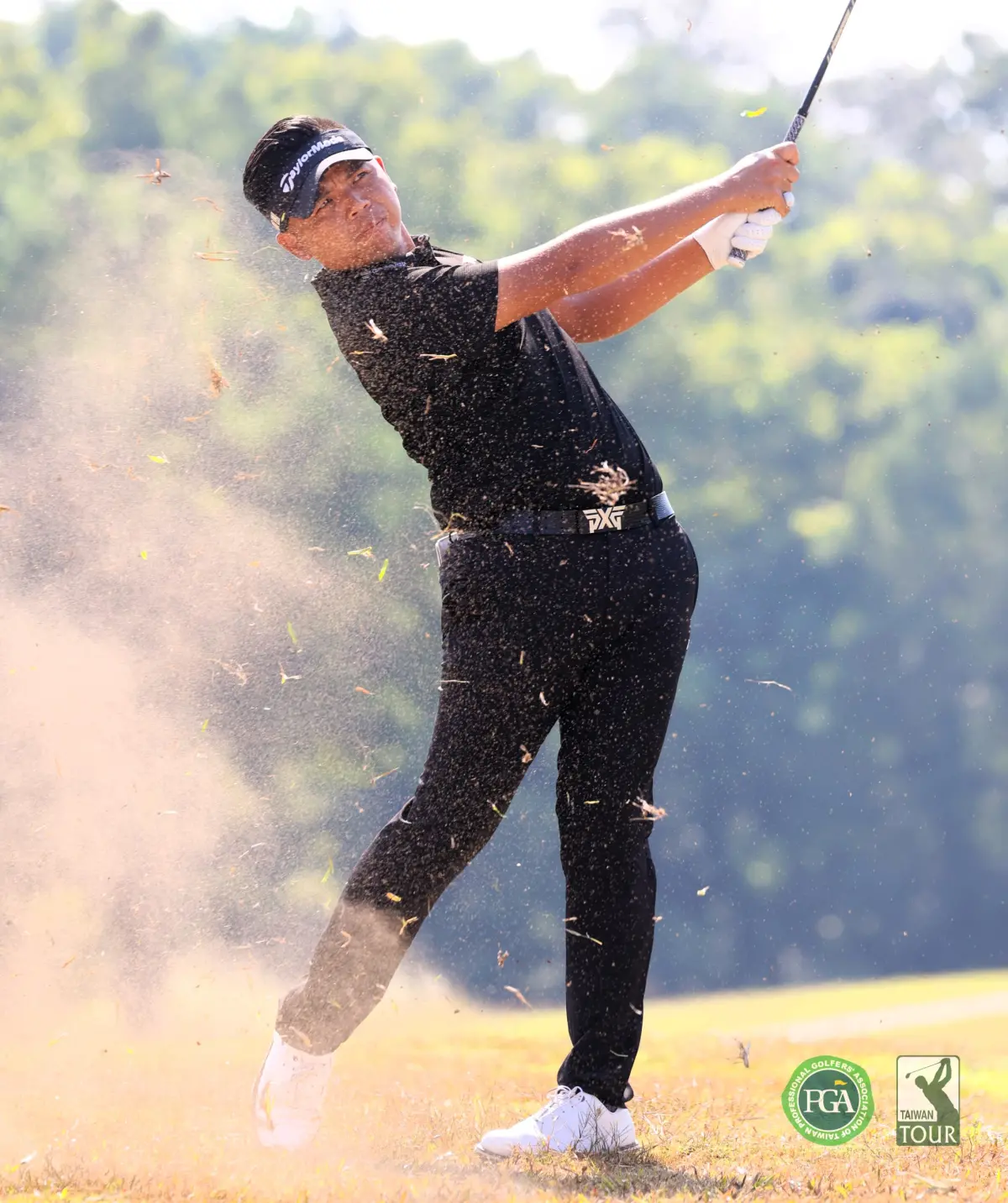 ▲衛冕的台灣好手洪健堯今天打出64桿單日最低桿，以兩回合總成績131桿(-9)單獨領先(圖／TPGA提供)