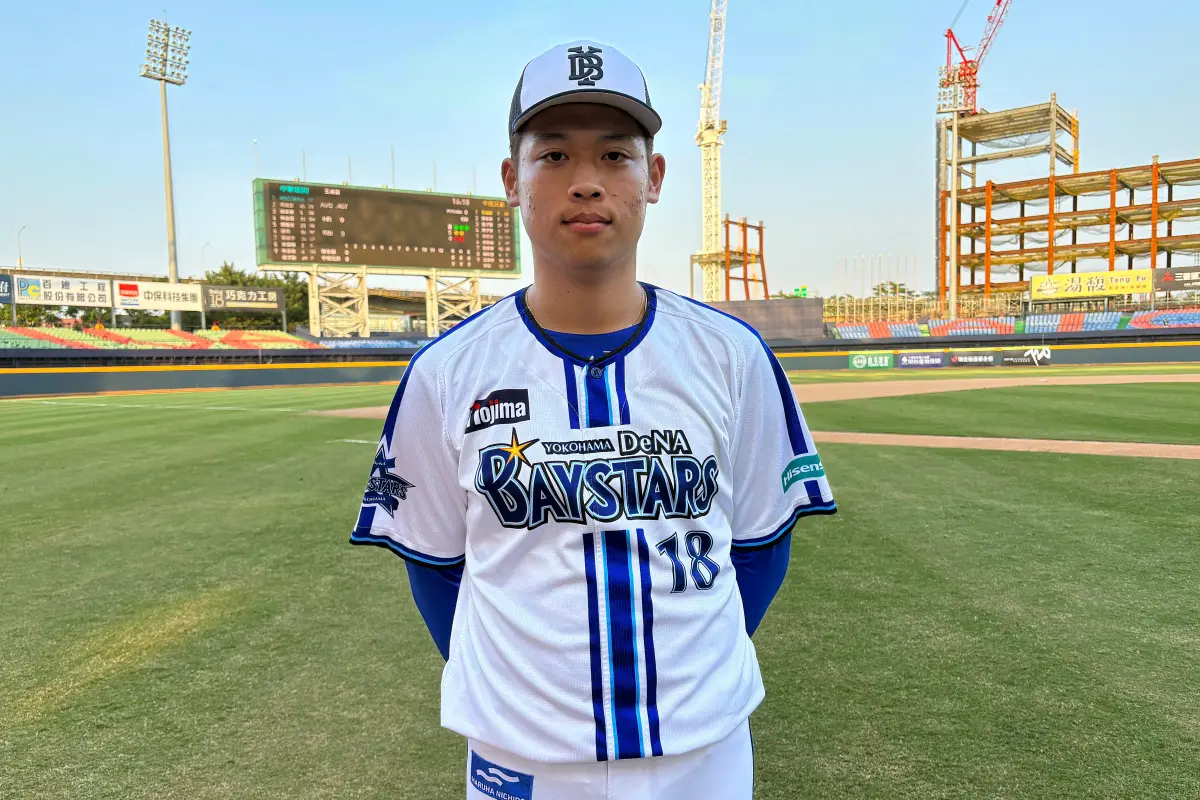 ▲橫濱DeNA海灣之星2021年第一指名投手小園健太，今年來到台灣參加冬季聯盟。（圖／記者路皓惟攝）