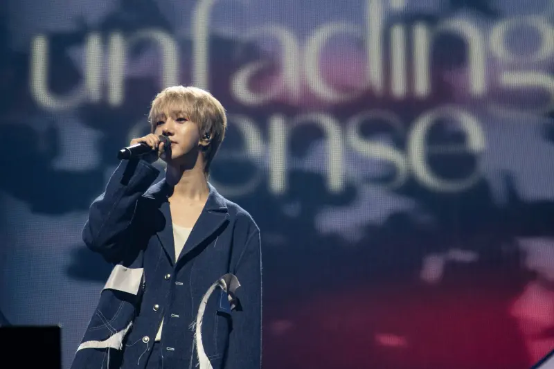 ▲藝聲25日在台北開唱，他感謝E.L.F.（粉絲名）沒有為了省錢看Super Junior（SJ）於明年一月的高雄演唱會而退票。（圖／超級圓頂）