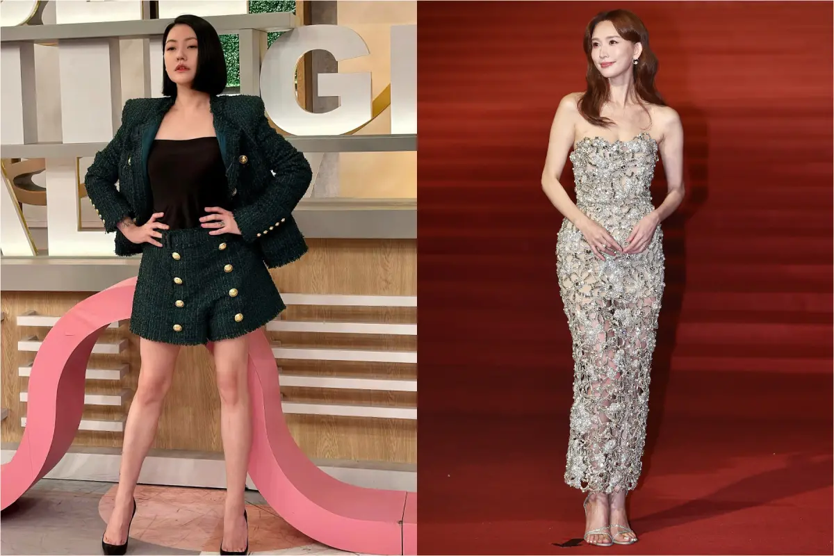 ▲林志玲（右）閃耀現身金馬獎擔任頒獎人，小S狠酸她腳趾飛出涼鞋。（圖／小S臉書、NOWnews攝影中心）