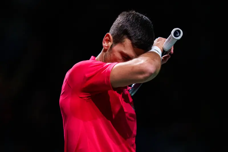 ▲台維斯盃世界球王「喬帥」喬科維奇（Novak Djokovic）罕見被對手大逆轉。（圖／美聯社／達志影像）