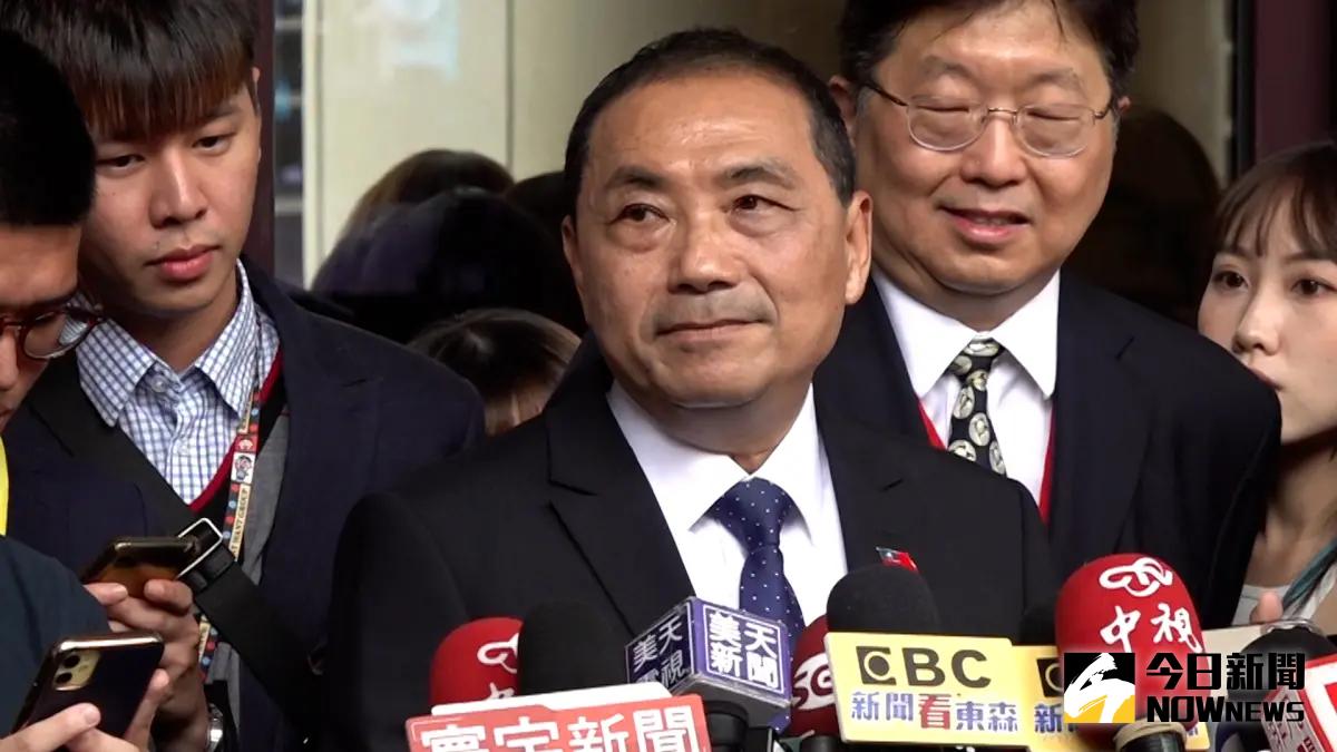 ▲國民黨總統參選人侯友宜提問，蕭美琴是否支持台獨。（圖／記者朱永強攝，2023.11.27）