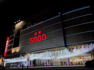 ▲新竹SOGO1F中央路大門口為迎接聖誕週年慶，也特地佈置出浪漫燈海。（圖／SOGO百貨提供）