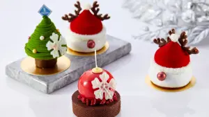 ▲《SS Patisserie夏日 法式精品甜點》推出聖誕節相關商品，有鈴鐺、聖誕樹、聖誕老人。（圖／御盟集團提供）