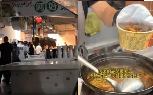 ▲位於台南開元市場內的「牛肉泡麵」店近日爆紅，以台灣三種泡麵當作基底，淋上老闆自製的紅燒牛肉，吸引排隊人潮。（圖/官方IG、TikTok）