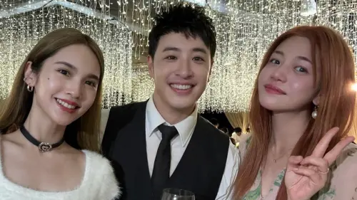 ▲潘瑋柏大喜之日，和《不良笑花》陳妍希、楊丞琳合體。（圖／翻攝陳妍希IG）
