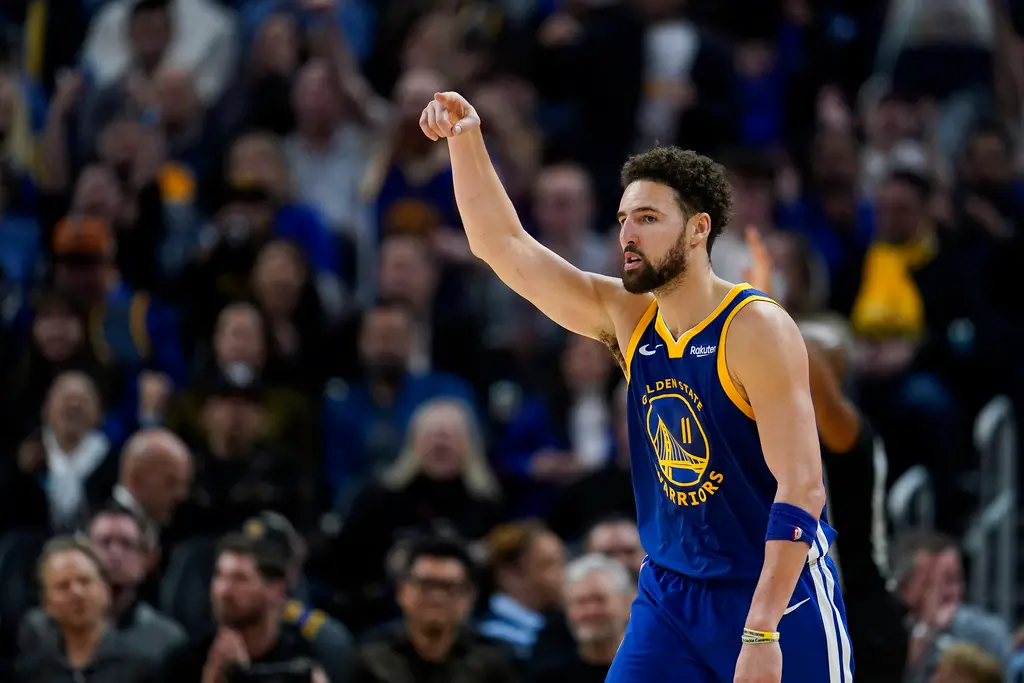 ▲Klay Thompson本場比賽攻下全場最高26分，幫助勇士近期喜迎一波8戰7勝高潮。（圖／美聯社／達志影像）