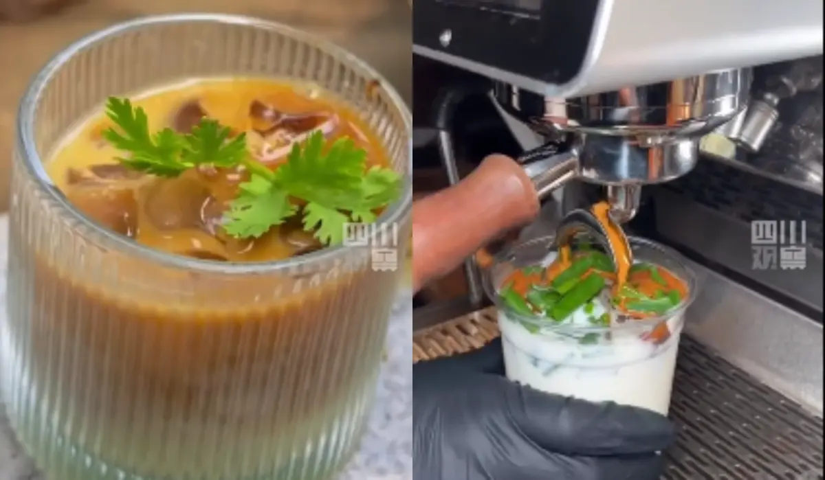 ▲教人如何製作蔥香拿鐵、香菜拿鐵的影片在中國網路上引起討論。（圖／擷取自四川觀察微博）