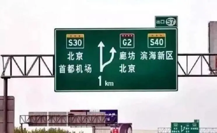 ▲近來中國各地高速公路的路標由原先的中英文改成全中文，北京道路標誌也全面更換成中文。（圖／翻攝自網路）