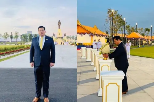 ▲在海外生活超過27年的泰國王子瓦查拉松，在5日前往他的祖父、已故泰王蒲美蓬的紀念公園參加父親節活動。（圖／翻攝自臉書）