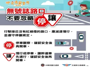 ▲馬路上有所謂的「停讓標誌」,但是不少車主都會自動忽略直接通過,這樣的行為可是違規,會吃上罰單的哦!(圖/交通部提供) ▲馬路上有所謂的「停讓標誌」,但是不少車主都會自動忽略直接通過,這樣的行為可是違規,會吃上罰單的哦!(圖/交通部提供)