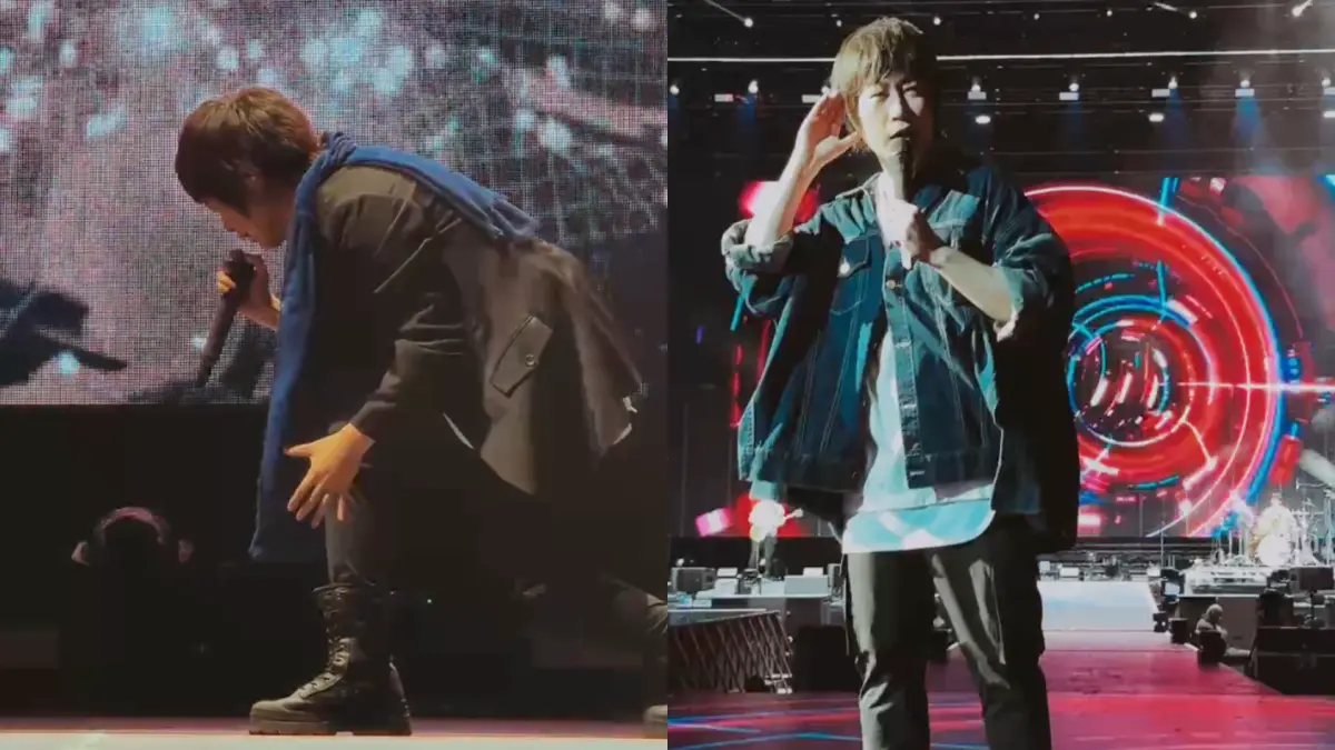 ▲五月天巴黎直播甩假唱，阿信「跪地嘶吼」搏命演出咳嗽了，歌迷心疼痛哭。（圖／翻攝自五月天Instagram）