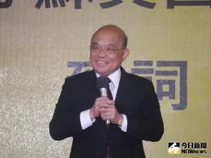 ▲蘇貞昌致詞說競選提國家兒童未來館的政見，後來市長沒選上卻當起行政院長，相信是冥冥中有交代的任務。（圖 ／記者吳嘉億攝，2023.12.8）