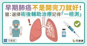 早期肺癌不是開完刀就好！醫師：選擇術後輔助治療記得『一』檢測
