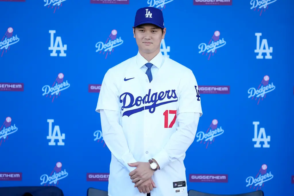▲大谷翔平以10年7億美元（約220億台幣）加盟洛杉磯道奇，合約中有延遲付款協議。今日加盟記者會親口證實，這樣做就是「為了勝利」。（圖／美聯社／達志影像）