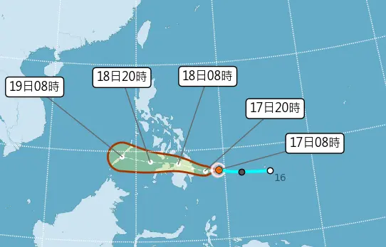▲鯉魚颱風今（17）日早上8點生成，未來預計持續朝西往南海方向移動。（圖／翻攝中央氣象署官網）