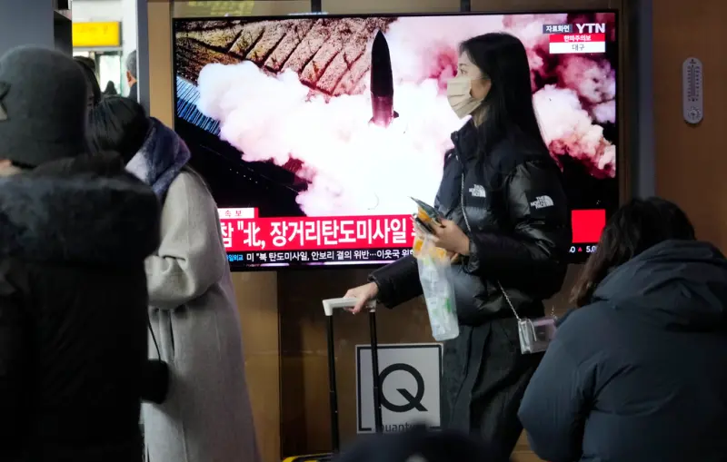 ▲南韓表示，北韓18日發射至少一枚彈道飛彈。（圖／美聯社／達志影像）