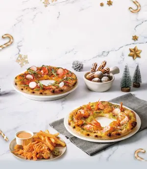 ▲堤諾新品聖誕花圈系列披薩限定上市，每份300元。（圖／森邦集團提供）