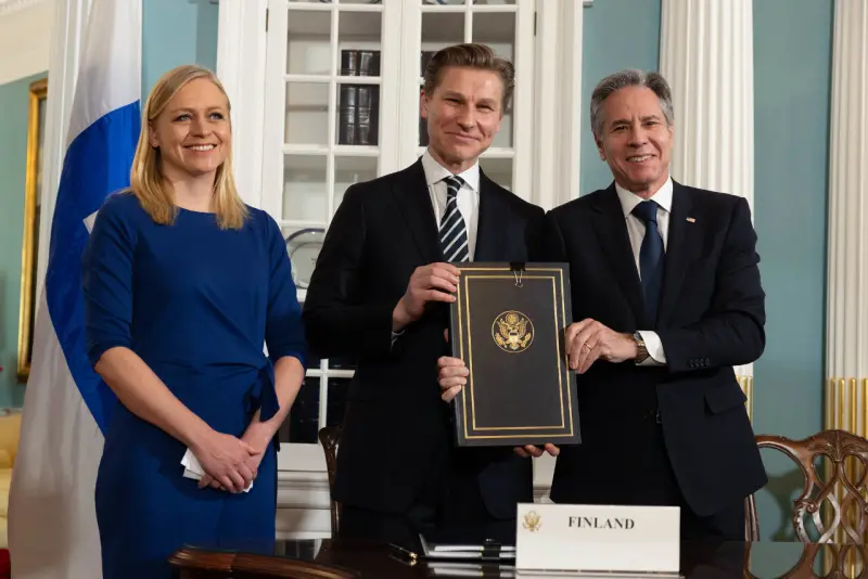 ▲芬蘭和美國18日簽署國防協議。 (圖:美國國務院)