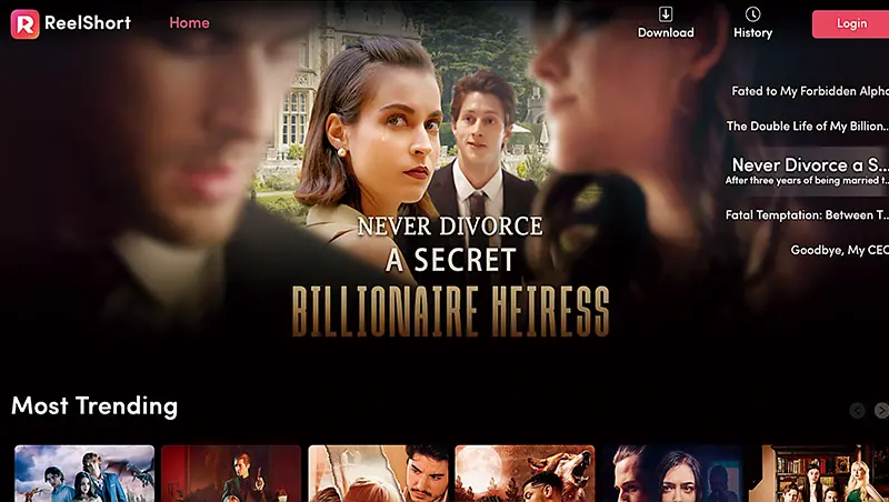▲ReelShort可以視為是Netflix和TikTok的綜合體,比起傳統電影、電視劇,內容更加短少。(圖/取自Reelshort官網)