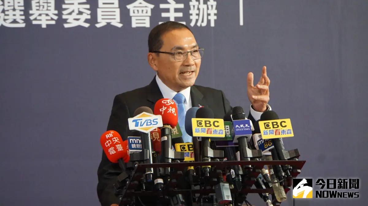 ▲國民黨總統候選人侯友宜指控，賴清德政見發表會有2則假訊息。（圖／記者呂炯昌攝，2023.12.20）