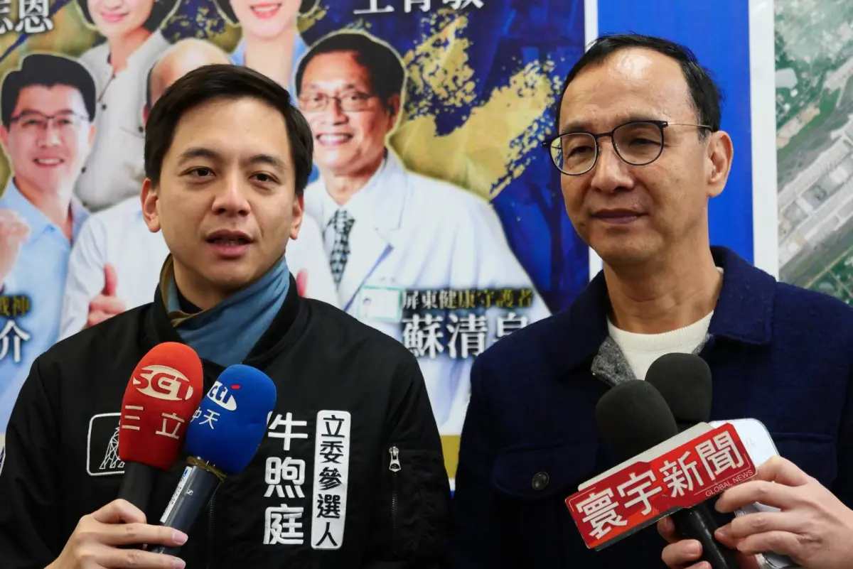 ▲牛煦庭大酸對手鄭運鵬，到現在都還在談台積電，顯然還沒有從市長敗選的陰影裡走出來。（圖／朱立倫辦公室提供）