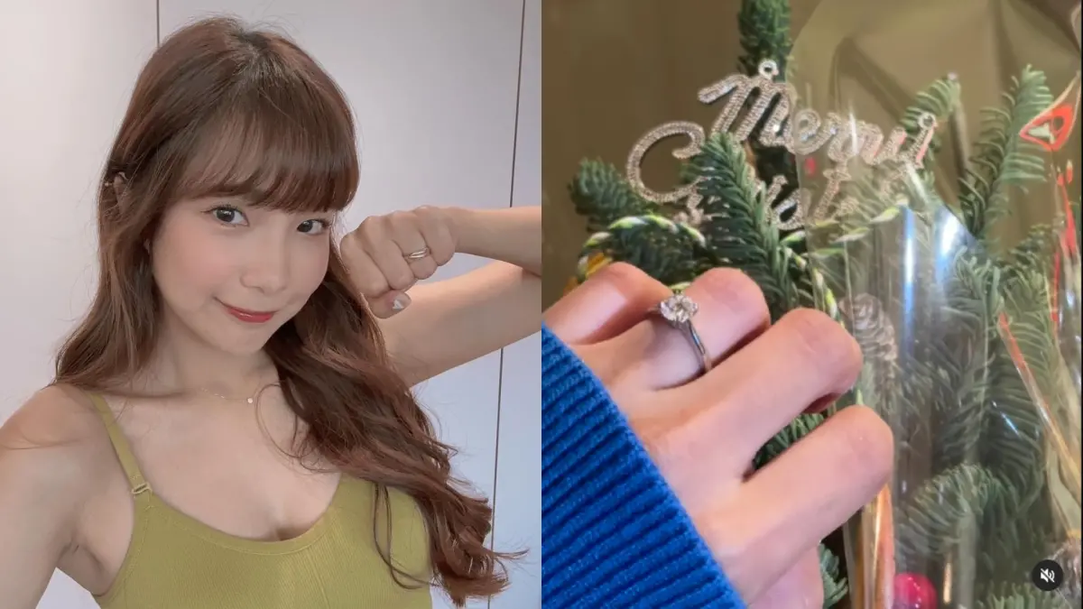 ▲甜美實況主「四姨」貝莉莓在聖誕節前夕被男友求婚成功，她也在IG上證實喜訊，甜喊：「謝謝準老公！」（圖／貝莉莓IG）